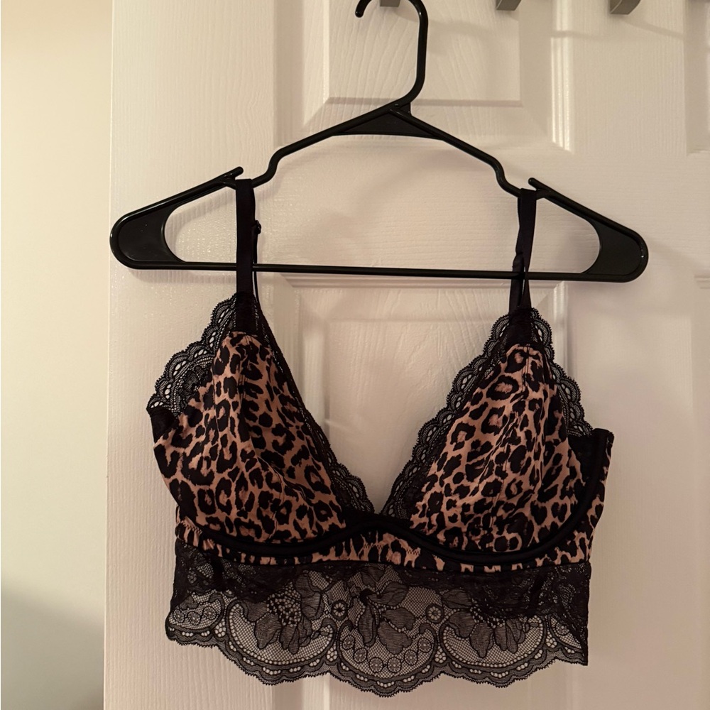 Victoria's Secret Leopard and Black Lace Bralette